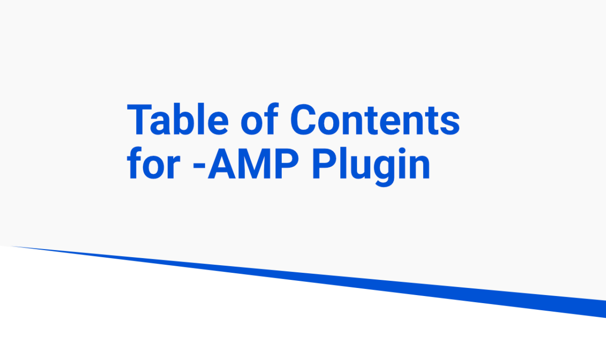 amp table of contents